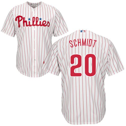 Phillies #20 Mike Schmidt White(Red Strip) New Cool Base Stitched MLB Jersey - Click Image to Close